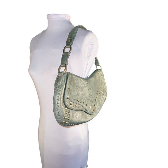 Cole Hann Pebbled Leather Olive Green Shoulder Bag Vintage - Picture 2 of 8